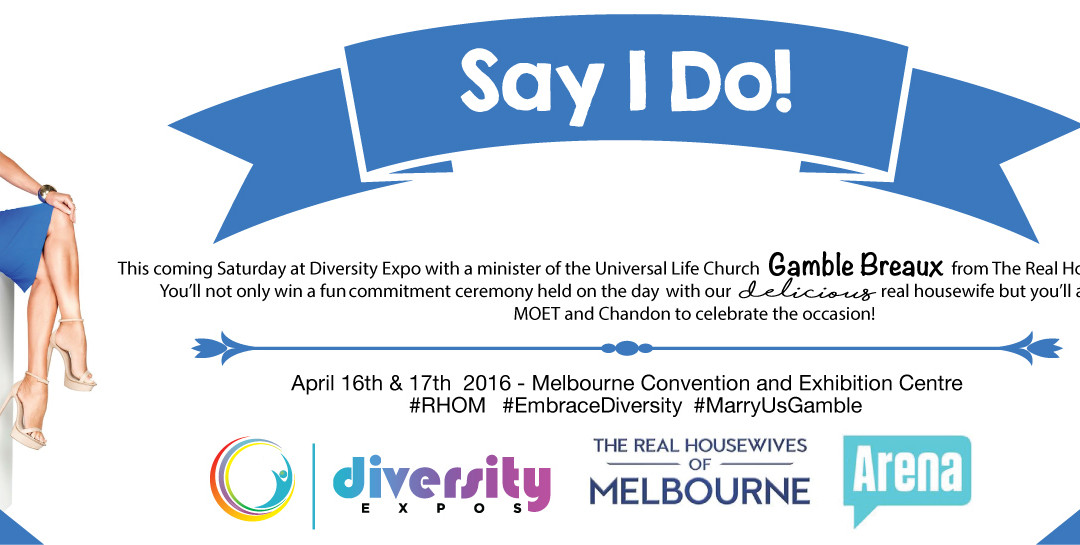 Real Housewives of Melbourne –  Gamble Breaux  at Diversity Expo – Gamble for the competition!